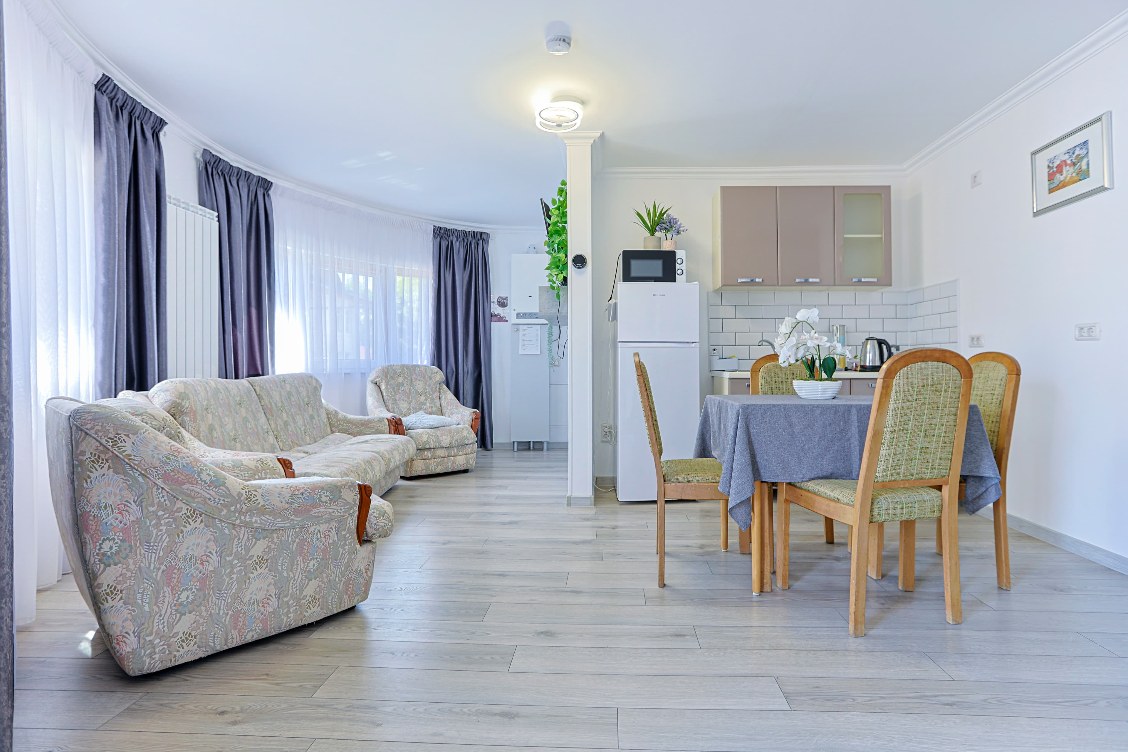 Apartament 1 — Apartament întreg de 46 mp — dormitor, living, bucătărie și baie, doar pentru tine · Vila Vaias Aparts Târgu Neamț